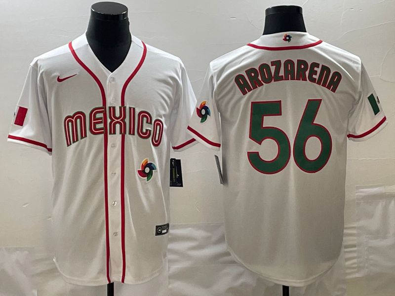 Men 2023 World Cub Mexico #56 Arozarena White green Nike MLB Jersey11->more jerseys->MLB Jersey